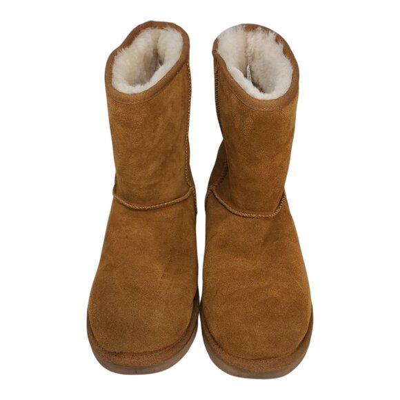 Koolaburra Suede Mid-Calf Boots Chestnut Tan Fur Lined Womens Size 11 - Picture 3 of 14